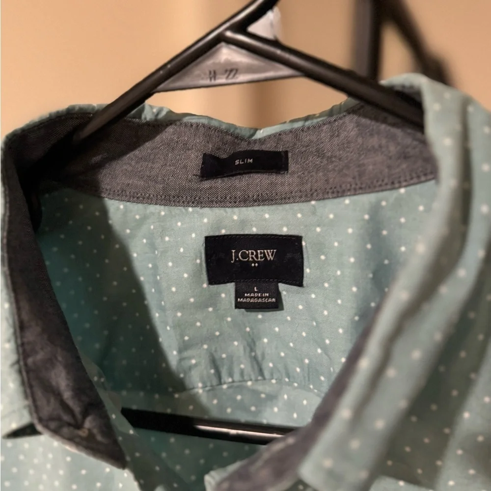 J. Crew Light Blue-Green Polka Dot Men's Shirt